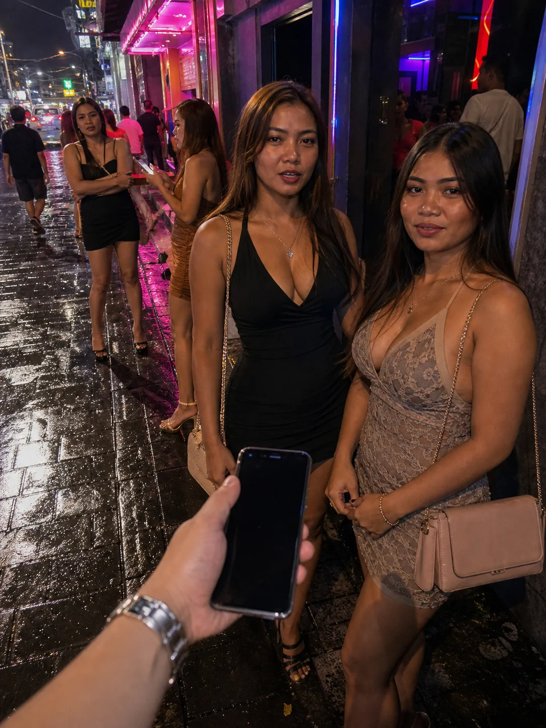 Walking Street morena and chinita hostesses POV